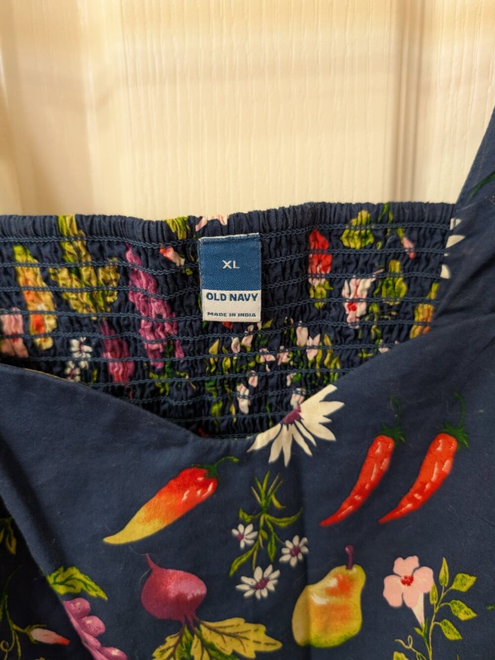 Navy Vegetable Print Dress with Pockets Old Navy Size XL - Picture 2 of 4
